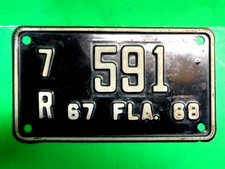 1967-1968 Florida Motorcycle License Plate Number 7R 591  Harley, Honda, BMW, picture