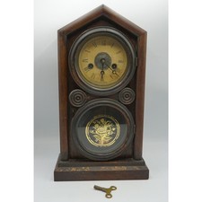 Antique E. Ingraham Shelf Clock c1870s Time Strike Original Label & Key picture