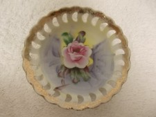 Vintage Pink Rose Flower Floral Porcelain Dish Bowl Made in Japan picture