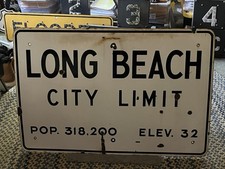 1957 Long Beach City Limit Sign Porcelain Enamel Sign picture
