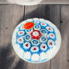 Murano Round Italian Venetian Glass Paperweight Hand Blown Glass Millefiori VTG picture
