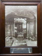 STUNNING HISTORICAL SEPIA PHOTOGRAPH MOUNTED FROM THE OAK CHURCH ALTAR 1921 picture