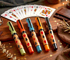 SET OF 5 Handprinted By An Indian Artist ( Playing Cards ) Edition Fountain Pens picture