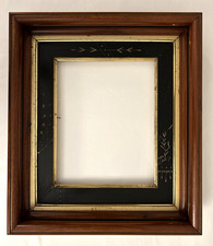 Antique Victorian Eastlake Wood Picture Frame Fits 8x10 Ebonized Black Gold Gilt picture