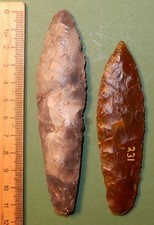 2 rare spear-points . WITH NICE FLAKING. DANISH STONE AGE NEOLITHIC. 1700 b.c. picture