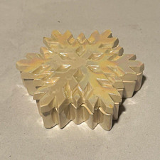 White Iridescent Snowflake Star Trinket Box w/ Lid, Small Plastic, Christmas picture