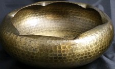 Roycroft Antique Arts & Crafts Brass Over Hammered Copper Bowl, 6.5 x 2.5 1920s picture