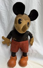 Disney Mickey Mouse Knickerbocker 1930s Plush Figure with Composite Shoes. Rare. picture