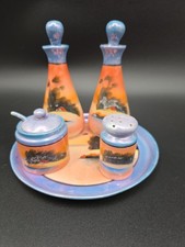 Vtg Japanese Porcelain 9 Pc Set Sugar Oil Vinegar Pepper Hand Painted Home  picture