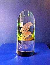 Vintage Iridescent Vitrail Crystal Obelisk Prism Paperweight picture