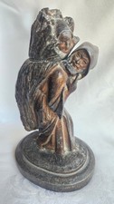 Vtg 19th Century Bronze Match Holder Man Carrying Woman Wrapped In Wheat Sheaf picture