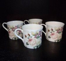 Lot of 4 STECHCOL 8oz Gracie Bone China Teacup Mug Rose Garden  picture