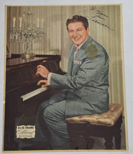 Vintage Liberace Autographed Paper Photograph Playing Piano Candelabra picture