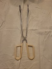 Vintage Ekco Large Long Metal Tongs Rubber Handle picture