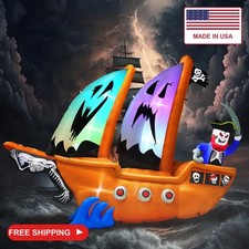 inslife 10FT Length Halloween Pirate Ship Inflatable with Pirate, Halloween Deco picture