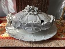 Italian Mid-Century Ardalt Fiori Bianca  Porcelain Soup Tureen With Platter 5493 picture