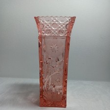 Beautiful EAPG McKee Glass Innovation Series  Pink Depression square Vase EUC  picture