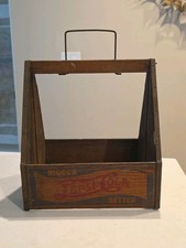 Early Pepsi Cola Wooden Soda Bottle Carrier - Great Graphics picture