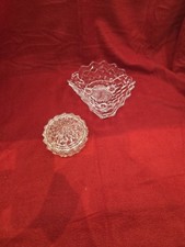 2 pcs Vintage Fostoria American Footed Triangular Candy Dish & Powder dish picture