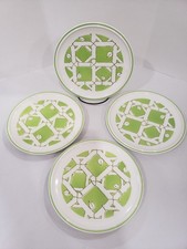 4 Rare 1970s Mikasa Everfresh Vintage C8402 Bread Plate Set Green Bamboo MCM picture