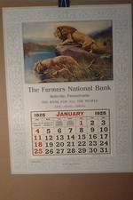 R ATKINSON FOX 1925 CALENDAR- LION FAMILY & RAOUL DE LONGPRE FLOWER CALENDAR picture