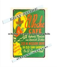 1950s El Poche Cafe Old San Gabriel Mexican Spanish metal tin sign picture