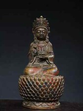 Fengshui old chinese copper Guanyin Statue of Tibetan Esoteric Buddhism Buddha picture