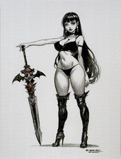 Vampire  -Dag Eber Original Pinup Art Pencil on Paper New Hand Drawn Comic Art picture