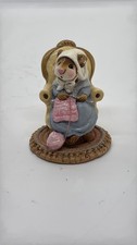Vintage 1981 Annette Petersen Wee Forest Folk Style Knitting Mouse Figurine picture