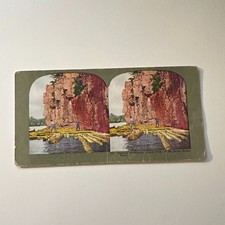 Rafting Driftwood Lower Falls Of St Croix River MN Antique Stereoview Card 5H6-3 picture