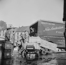 New York Loading boxes of fish to be shipped to hotels restaurants- Old Photo picture