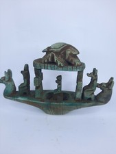 UNIQUE ANTIQUE ANCIENT EGYPTIAN Scarab Falcon Horus God Anubis Boat Flight Tour picture