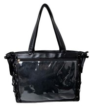 WEGO Ita Bag Large A3 A4 Lace Up Clear Tote Fan Display Black Japan picture
