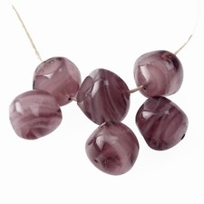 Societa Veneziana Conterie amethyst glass milky swirl givre  beads. 16mm. Pkg 4 picture