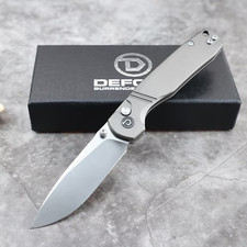 Defcon Delta Folding Knife 3″ 14C28N Sandvik Steel Blade Gray Aluminum Handle picture