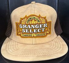 Vintage Granger Select Chewing Tobacco Trucker Hat Suede Snapback USA 80s picture