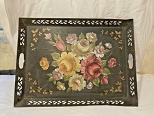 Vtg Large Hand Painted Toleware 15.75
