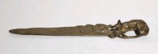 Antique Albert Marionnet French Art Nouveau Bronze Fox Letter Opener Circa 1900 picture