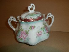 Vintage MZ Austria Covered Cracker Bisquit Jar Dish w/ Floral Design picture