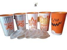 WHATABURGER 75th Anniversary Limited Edition 32 oz Collector Cups/Lids Set of 5 picture