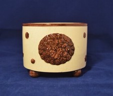 Erphila Czechoslovakia Polka Dot Footed Pottery Vase Dish MidCent Vtg 1950s picture