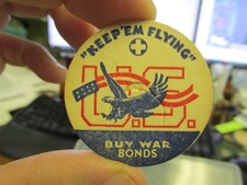 Buy War Bonds U.S. Eagle Keep 'Em Flying milk bottle cap Unused WW2 WWII picture