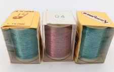 Vintage Kanagawa Japan Metallic Thread Lot - 3 Spools 100m - Teal (14) &... picture