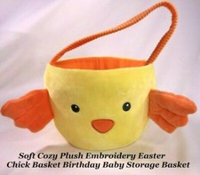Soft Cozy Plush Embroidery Easter egg Chick Basket Birthday Baby Storage Basket picture