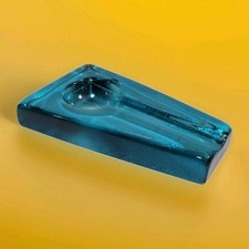 Vintage Comoy's of London Heavy Blue Glass Pipe Rest Holder Made in Italy MCM picture