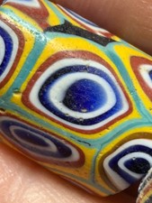 Authentic Antique 19thC Venetian Millefiori Mosaic Aurea Glass Trade Beads 14pc picture