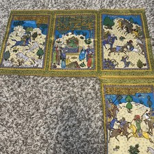 Vtg 1960s Hand Painted Persian Kalamkari Wall Art, Traditional Persian Tapestry. picture
