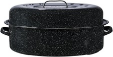 – 19-Inch Covered Oval Roaster - Speckled Black picture
