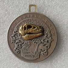 Gold-toned Hobo Nickel Dinosaur Head Tyrannosaurus Rex Machine Token picture