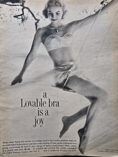 1958 Women's Lovable Strapless Bra Is A Joy Blonde on Swing Vintage Fashion Ad picture